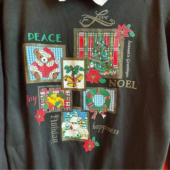 Vintage Christmas holiday sweatshirt pullover with collar size Medium - Picture 2 of 6